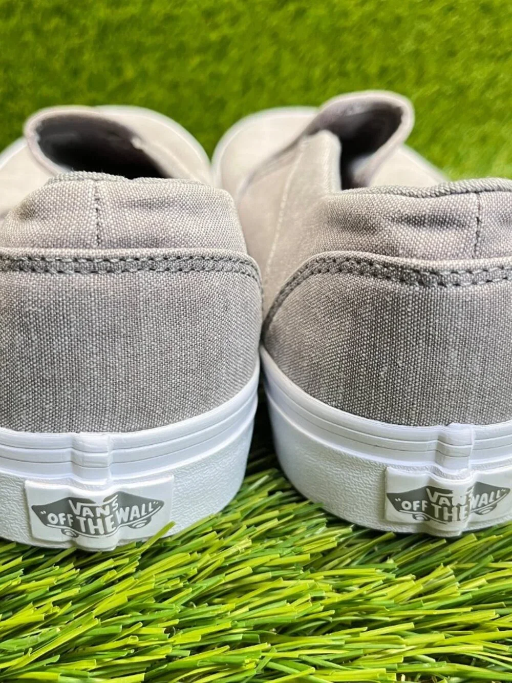 Vans Asher Chambray Slip-On Womens Size 11 Gray Athletic Skate Shoes Sneakers